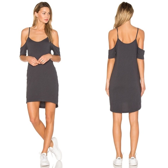 LNA Dresses & Skirts - LNA Off The Shoulder Tee Mini Dress Cut Out Black Size Small